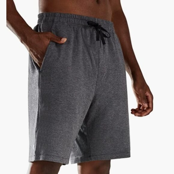 BALEAF Men's 9" Gym Shorts Cotton Casual Sweat Shorts, SMALL - Picture 2 of 6